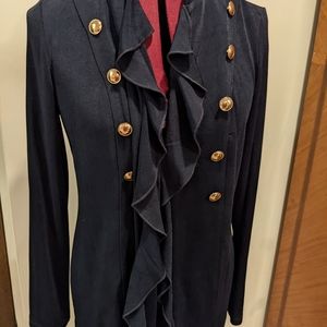 CHICOS Navy Blue Travelers Military Jacket, Size #1 (S)